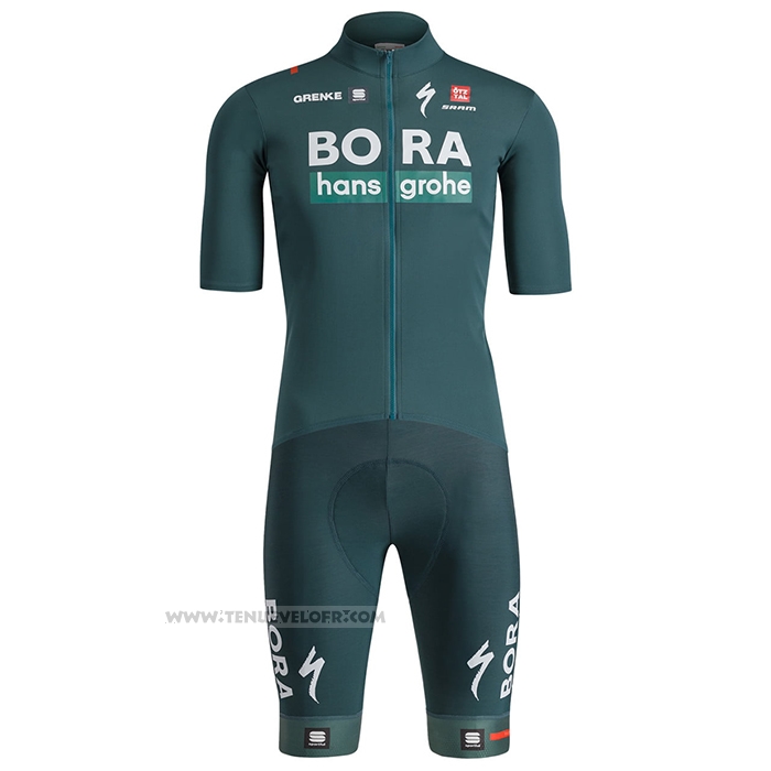 2024 Maillot Cyclisme Bora-Hansgrone Vert Manches Courtes et Cuissard